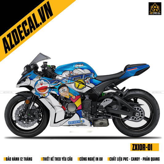 Tem dán xe ZX10R hình Doraemon độc lạ