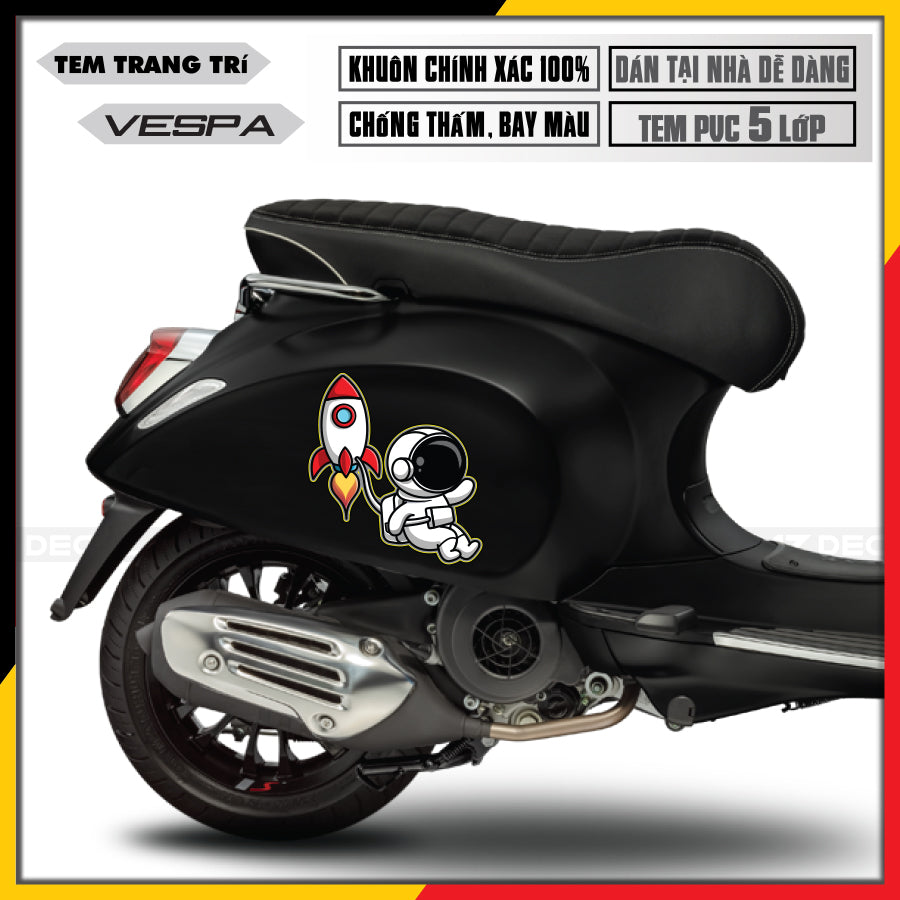 Tem xe Vespa 025 cho xe Đen