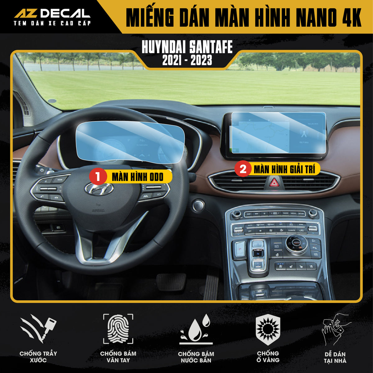 Dán Bảo Vệ Màn Hình Ô Tô Hyundai SANTAFE