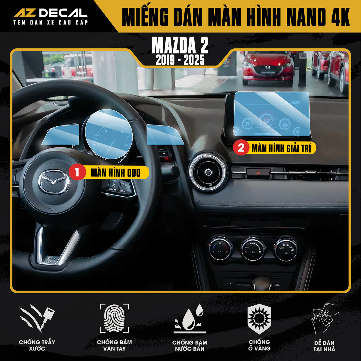 Dán Bảo Vệ Màn Hình Ô Tô Mazda 2