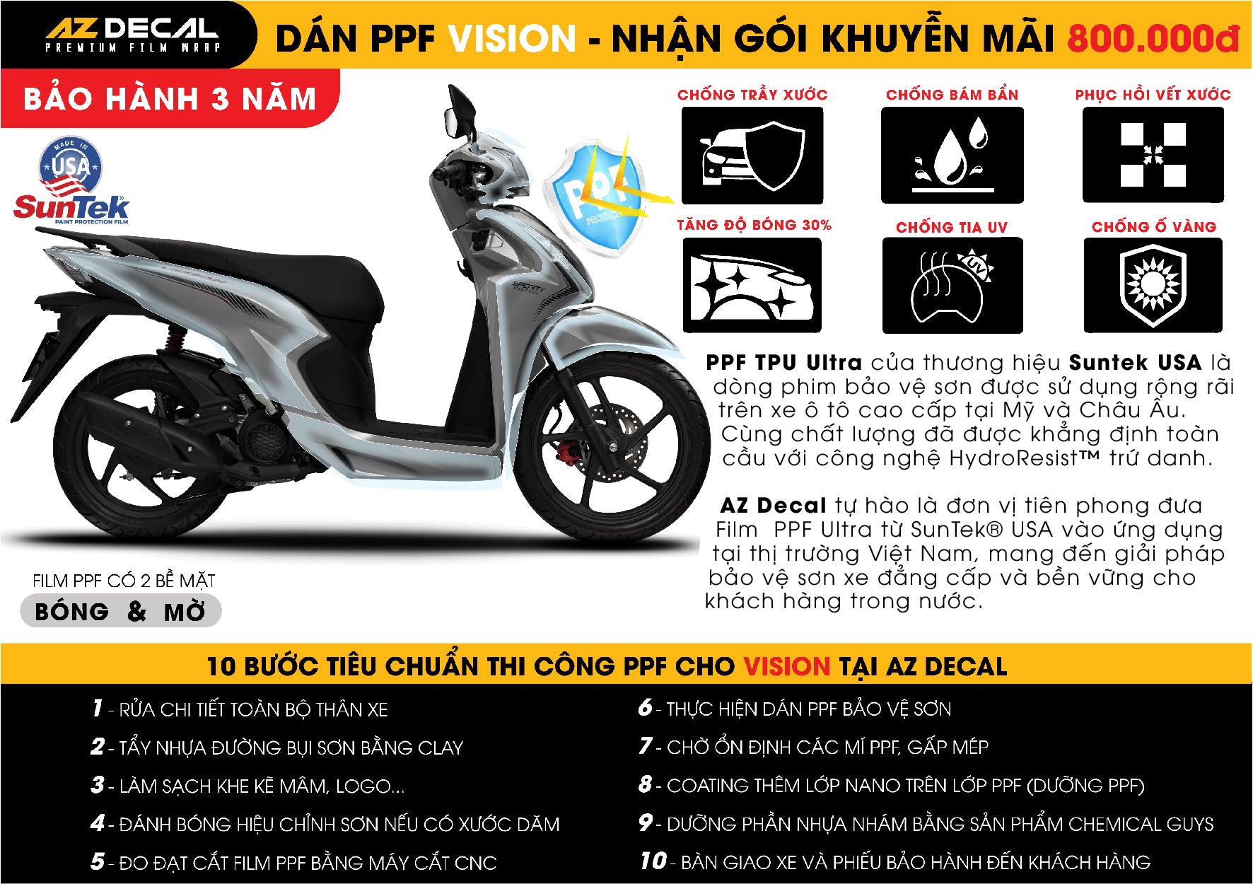 Dán PPF xe Vision giá bao nhiêu tiền địa chỉ ở Hà Nội TPHCM