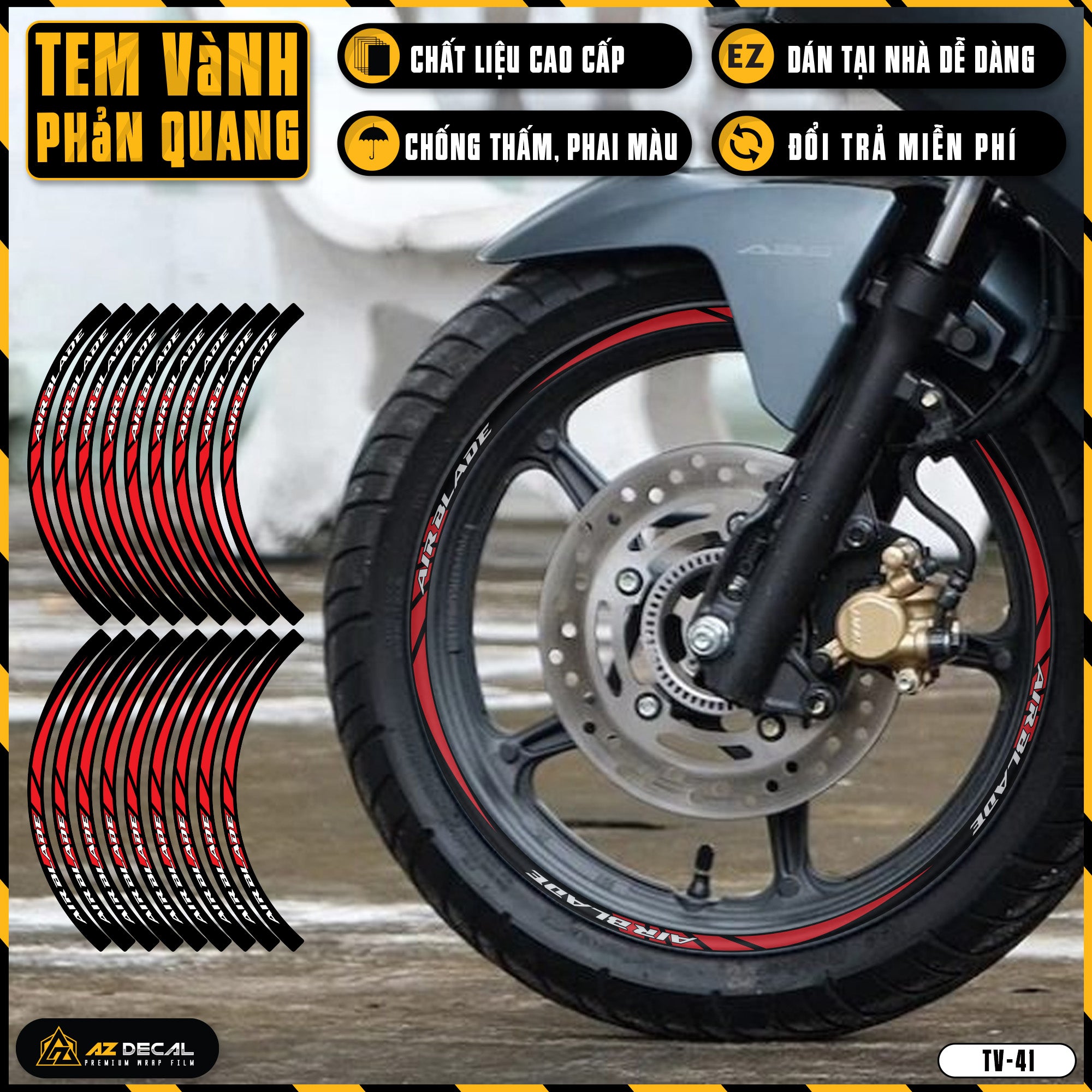 Tem Dán Vành AIR BLADE Phản Quang TV41 đỏ