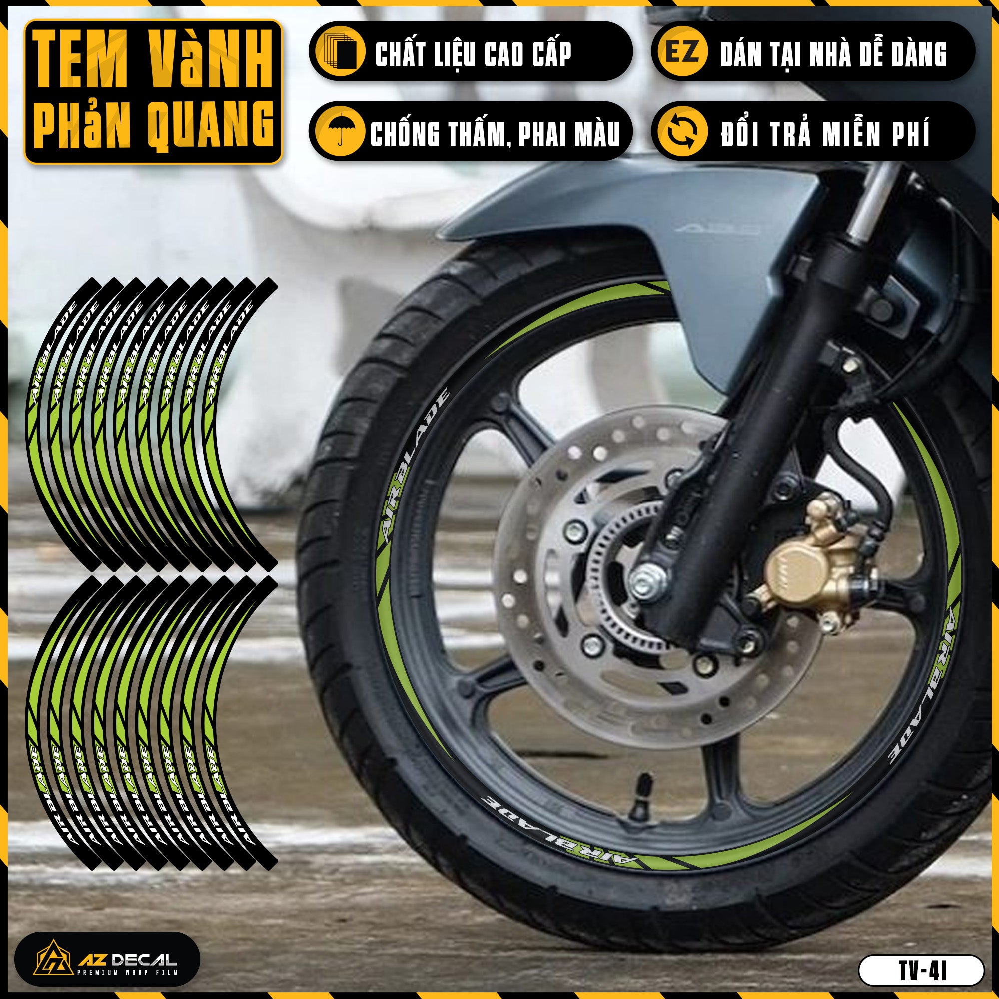Tem Dán Vành AIR BLADE Phản Quang TV41 xanh chuối