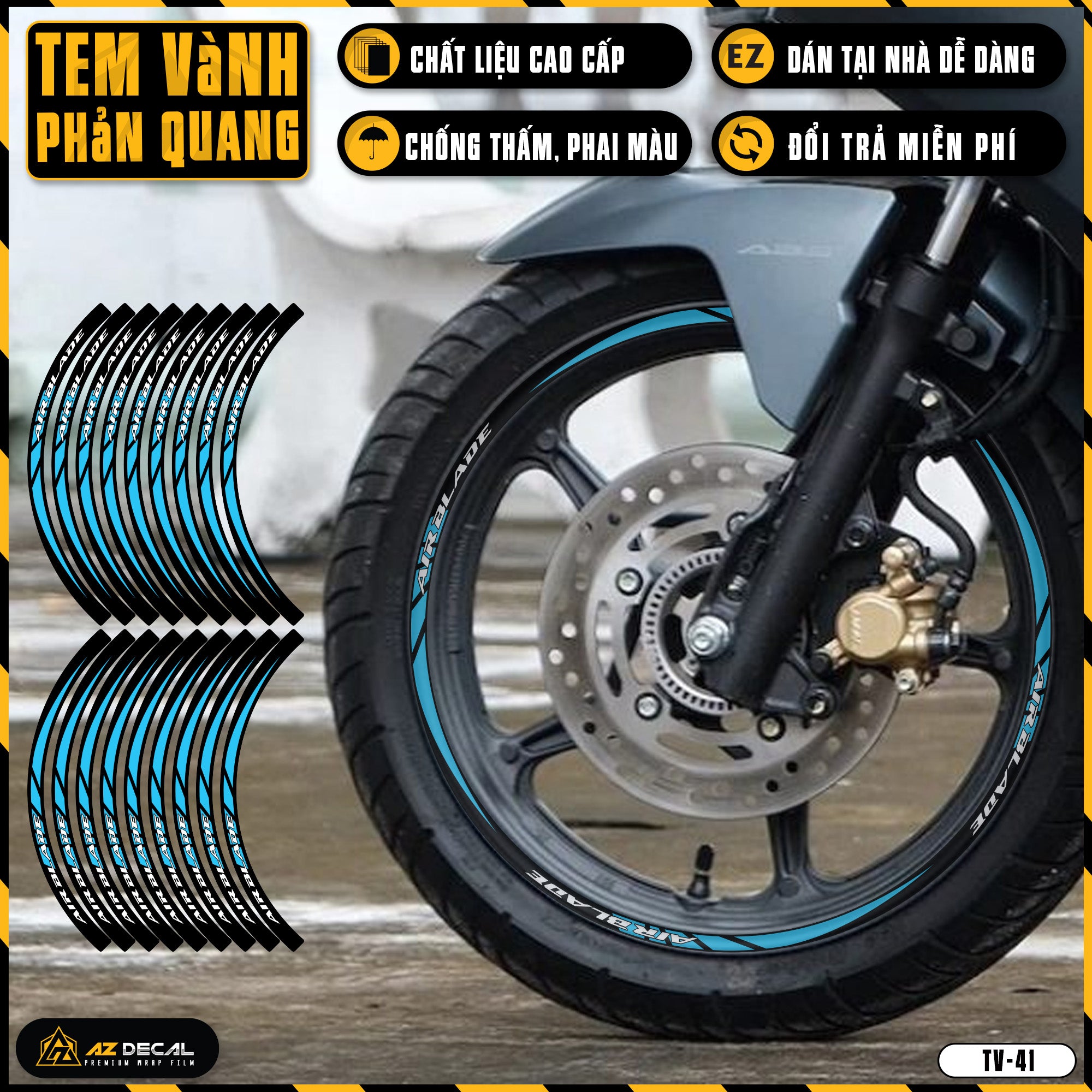 Tem Dán Vành AIR BLADE Phản Quang TV41 xanh
