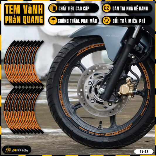 Tem dán vành xe AIR BLADE phản quang TV42 cam