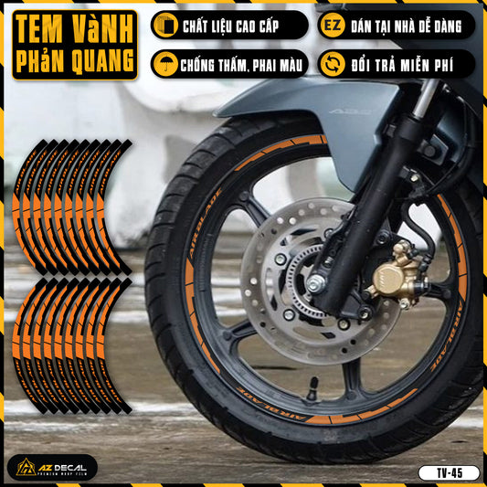 Tem dán vành xe AIR BLADE phản quang TV45 cam