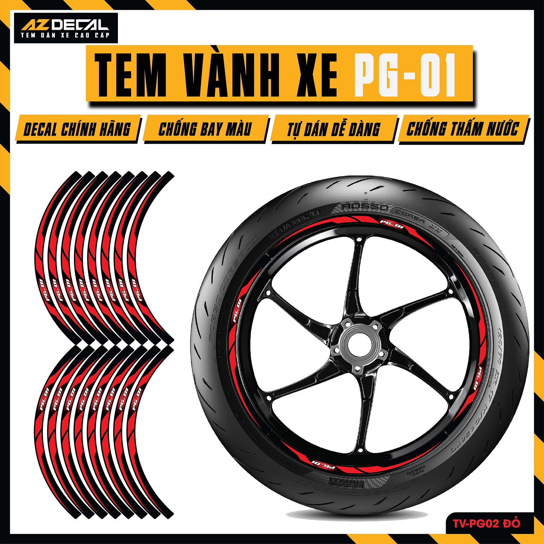 Tem Dán Vành PG-1 | TV-PG02 đỏ