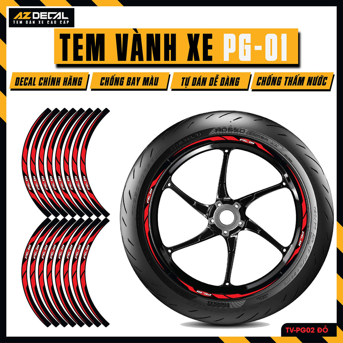 Tem Dán Vành PG-1 | TV-PG02 đỏ
