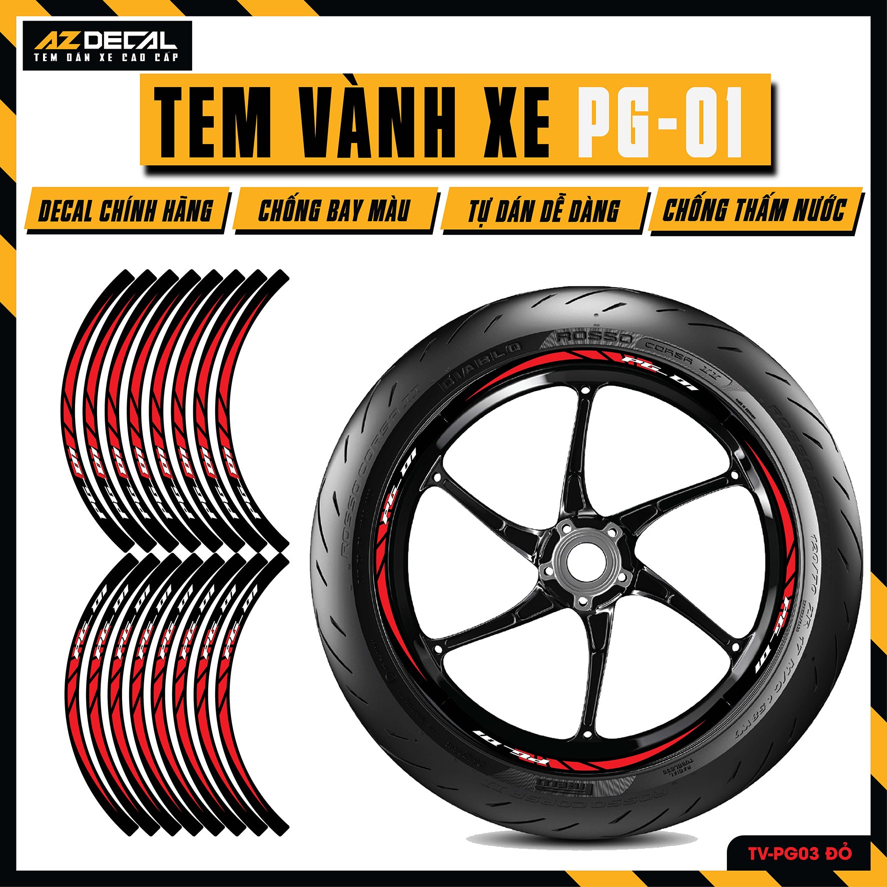 Tem Dán Vành PG-1 | TV-PG03 đỏ