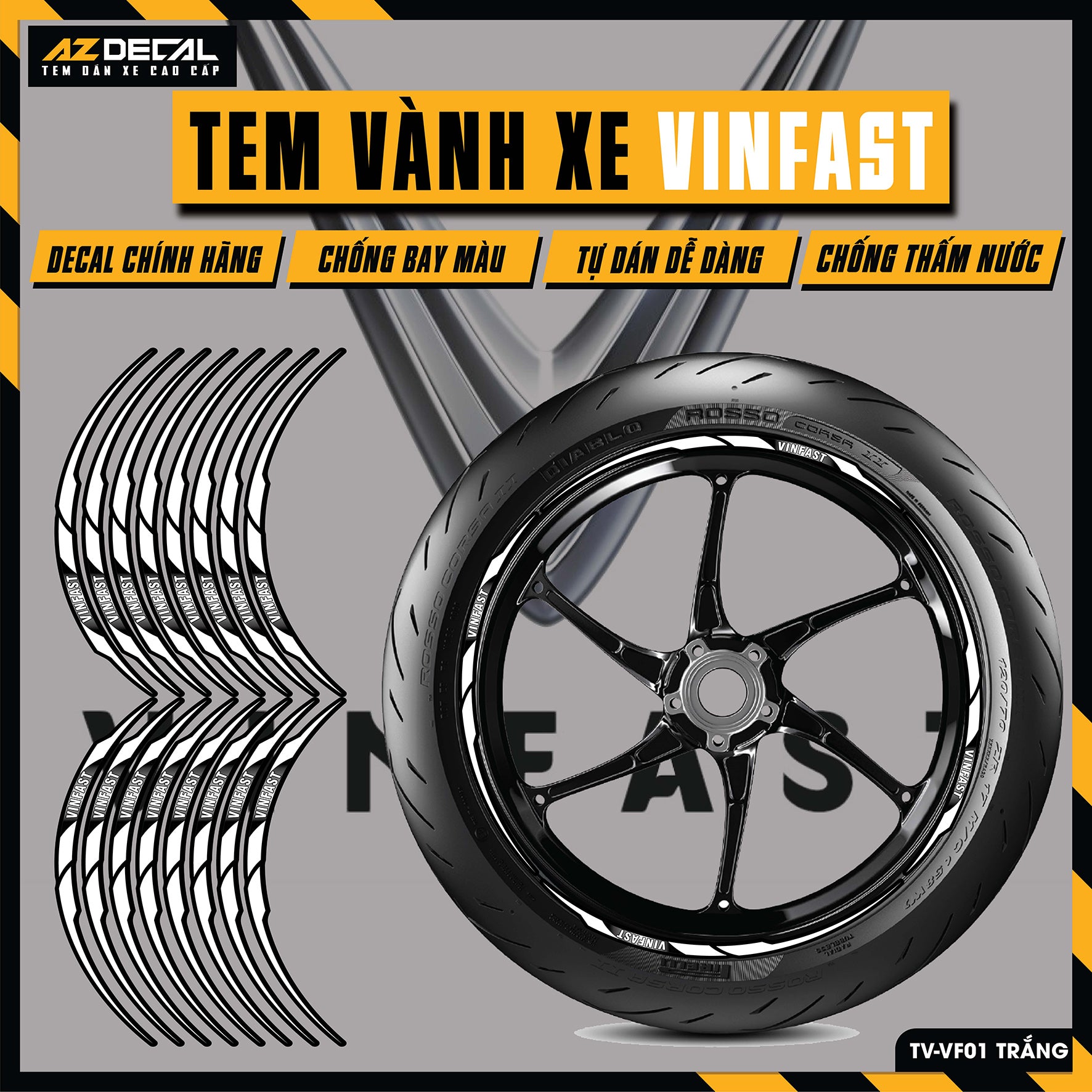 Tem Dán Vành VINFAST | TV-VF01 TRẮNG