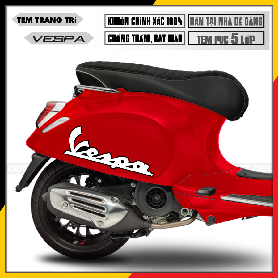 Tem Xe Vespa | 019 | Thiết Kế Logo Vespa cho xe đỏ