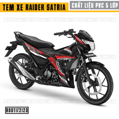 Tem xe Raider/Satria xe đen mẫu Cá mập