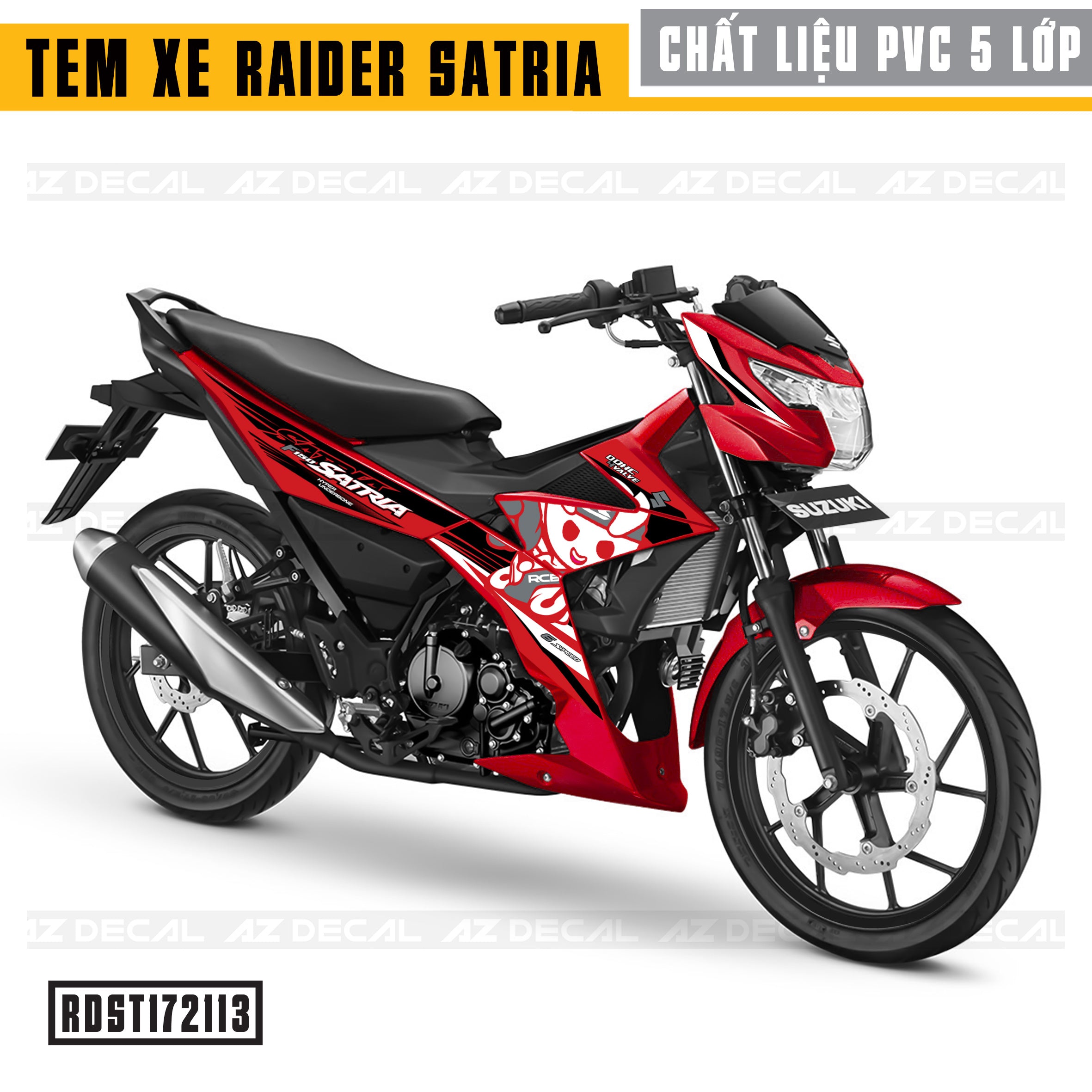 Tem Xe Raider/Satria Đỏ Mẫu Racing Boy