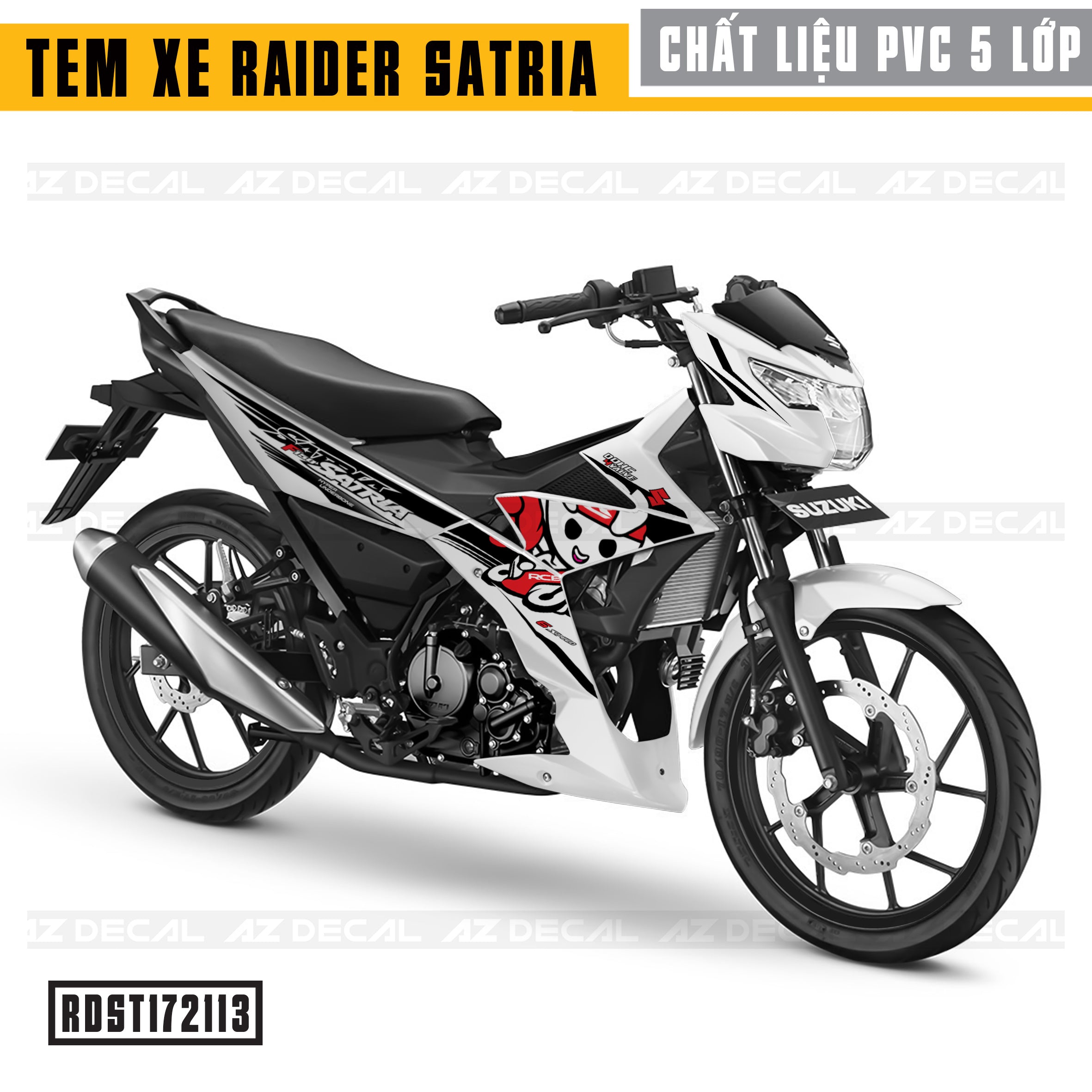 Tem Xe Raider/Satria Trắng Mẫu RCB