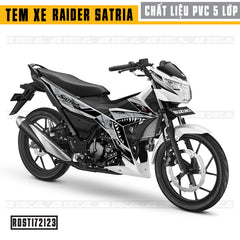 Tem xe Raider/Satria xe trắng mẫu Cá mập