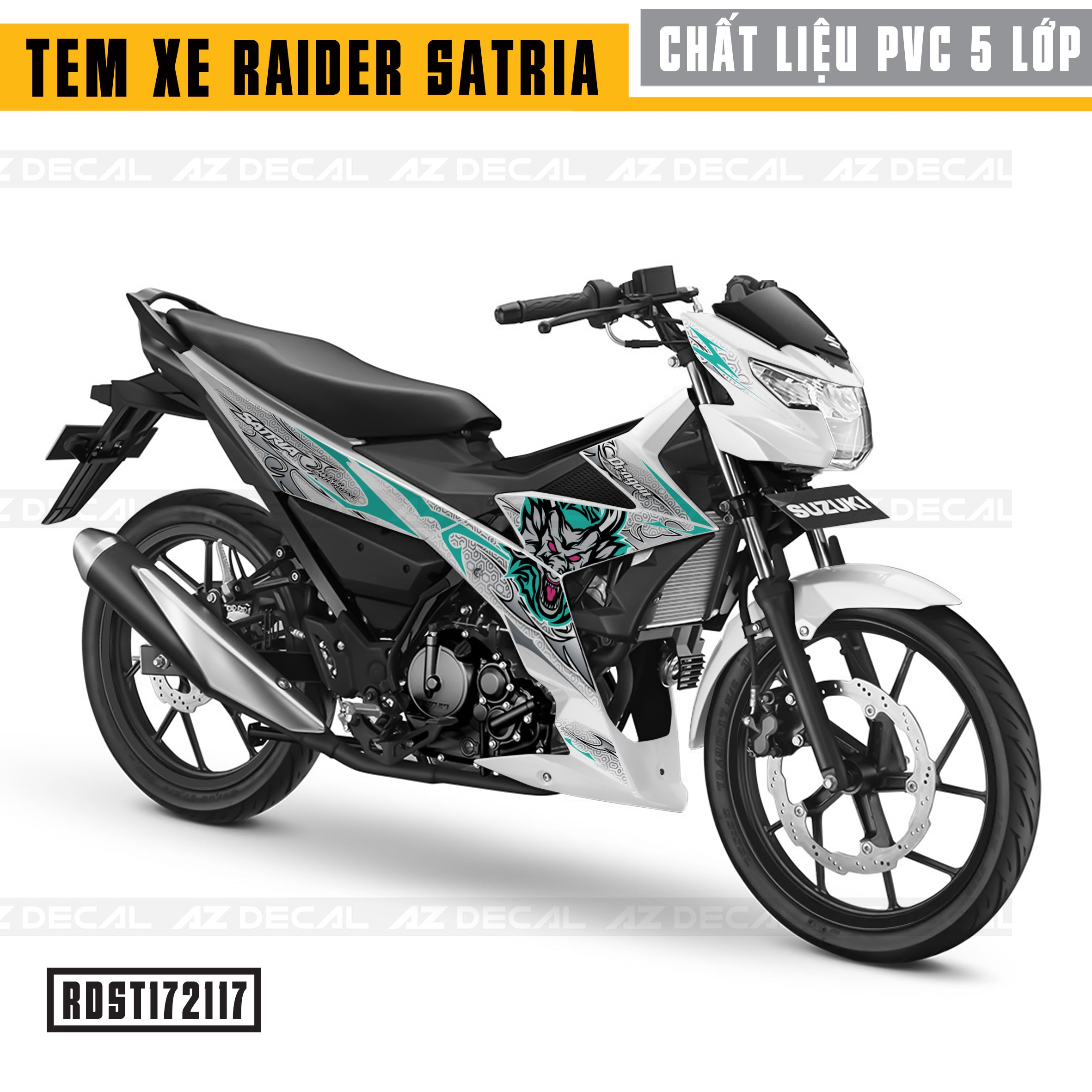 Dán xe Raider/Satria mẫu Rồng xe trắng