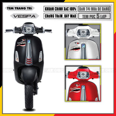 Tem mặt nạ xe Vespa thiết kế cá mập