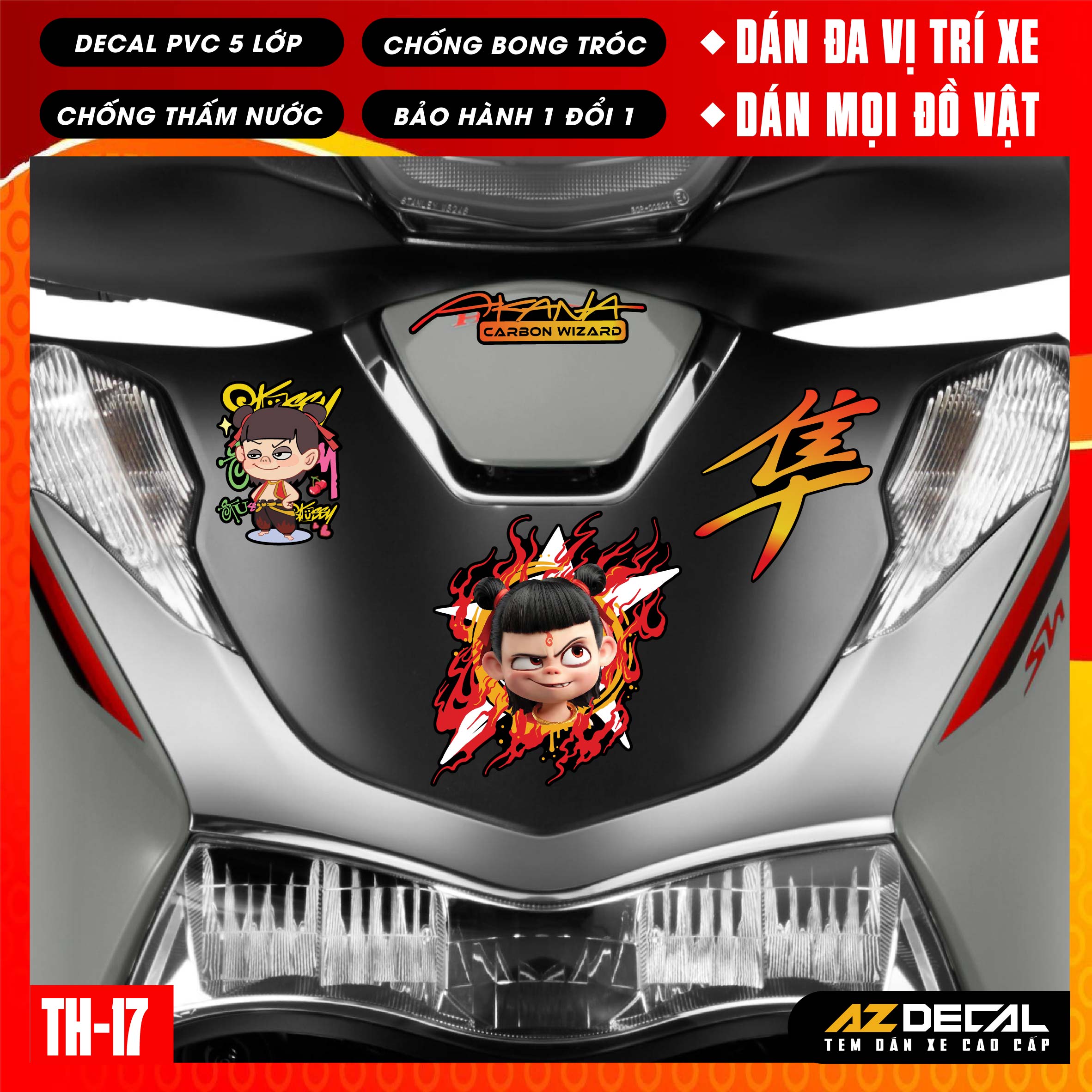 Sticker Dán Xe Máy, Xe Điện, Xe Đạp, Mũ Bảo Hiểm | TH-17