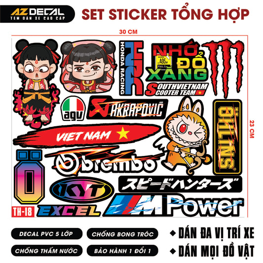 Sticker Dán Xe Máy, Xe Điện, Xe Đạp, Mũ Bảo Hiểm | TH-18