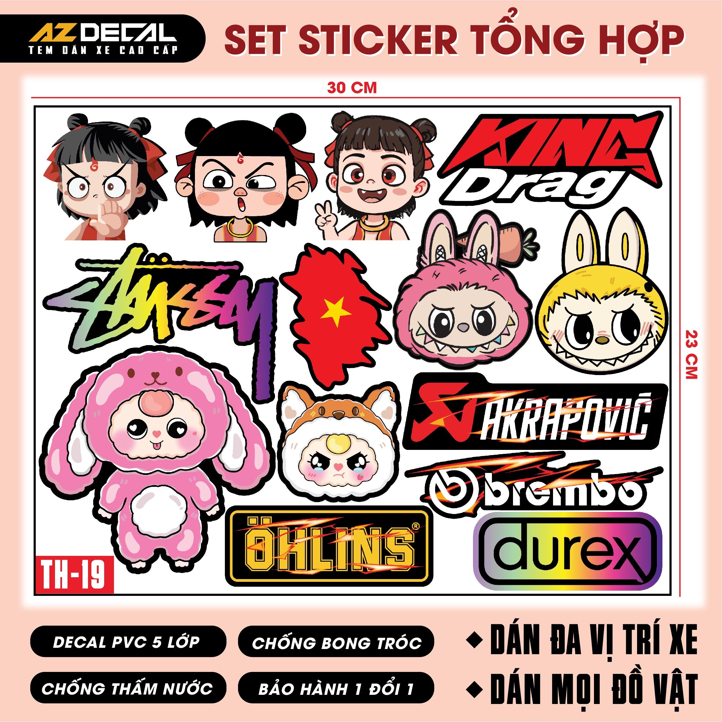Sticker Dán Xe Máy, Xe Điện, Xe Đạp, Mũ Bảo Hiểm | TH-19