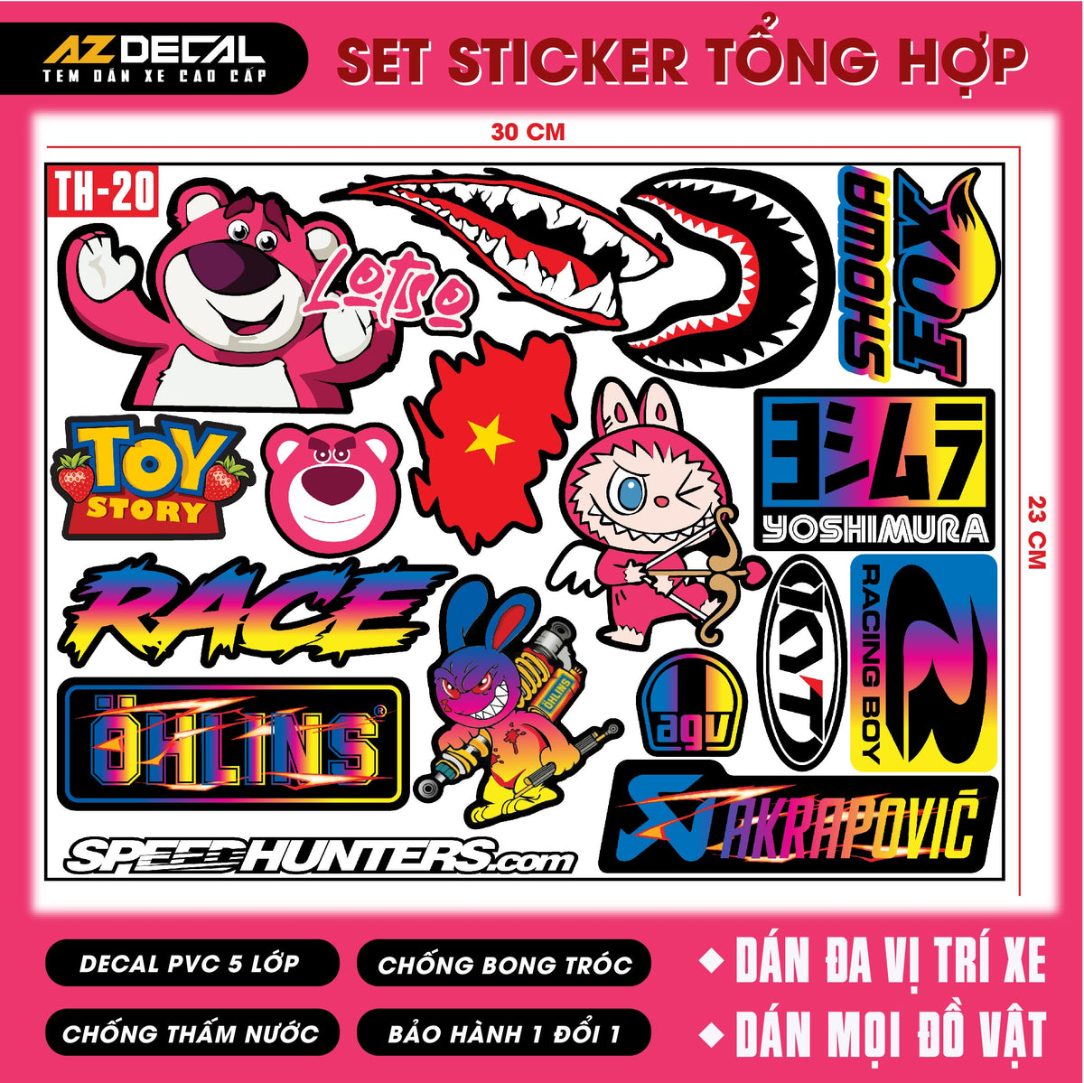 Sticker Dán Xe Máy, Xe Điện, Xe Đạp, Mũ Bảo Hiểm | TH-20