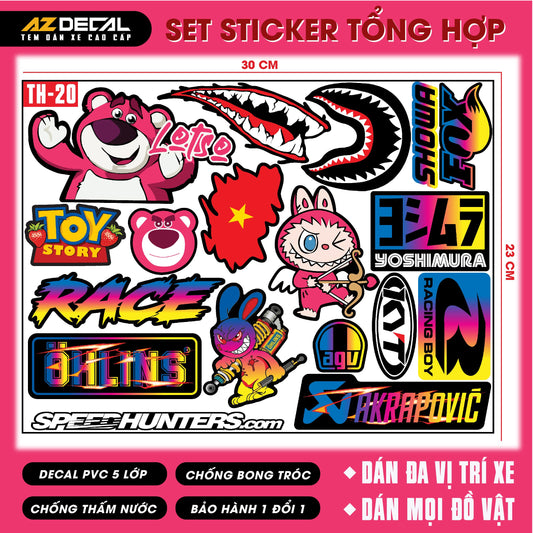 Sticker Dán Xe Máy, Xe Điện, Xe Đạp, Mũ Bảo Hiểm | TH-20