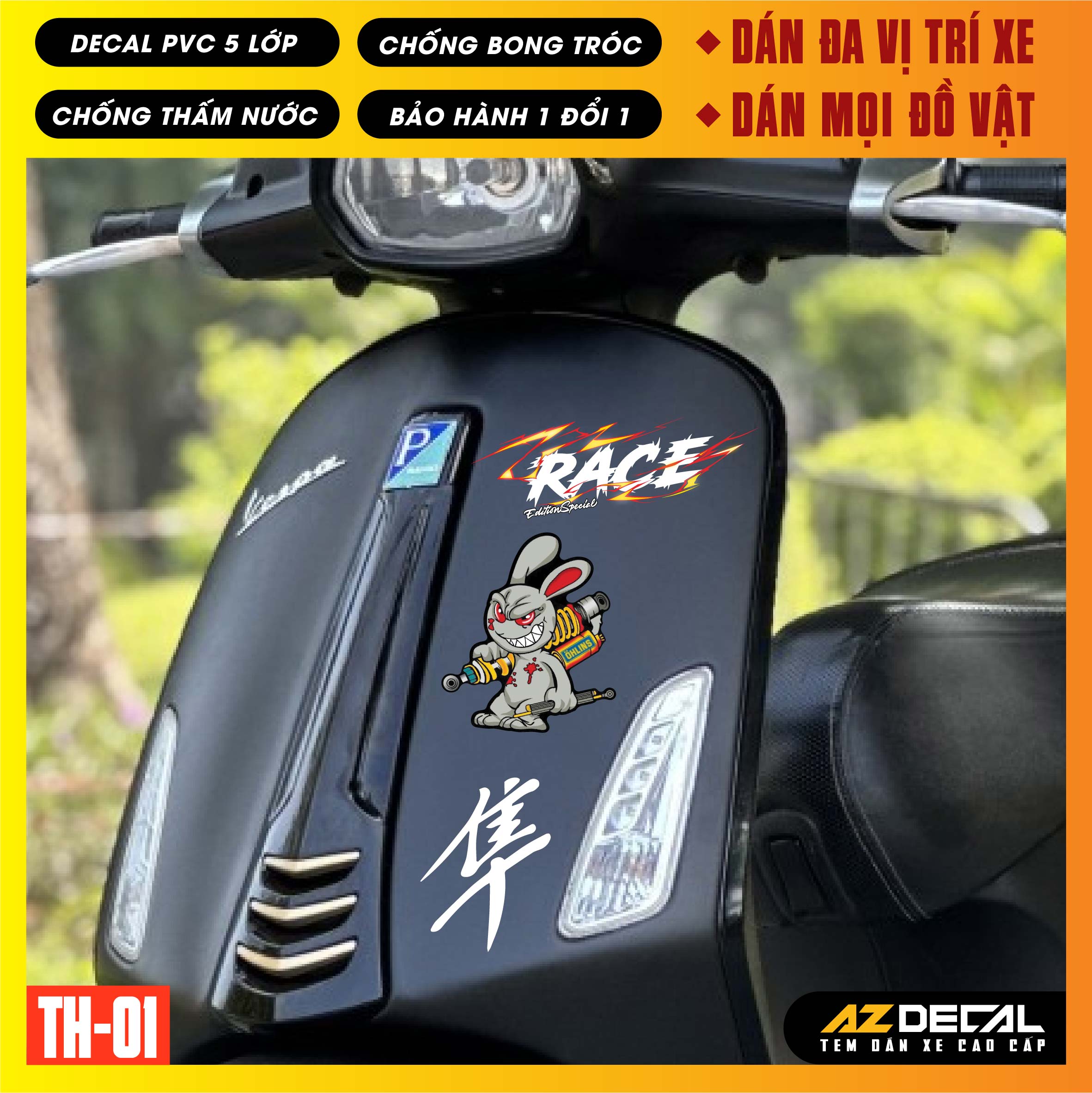 Sticker Dán Xe Máy, Xe Điện, Xe Đạp, Mũ Bảo Hiểm | TH-01