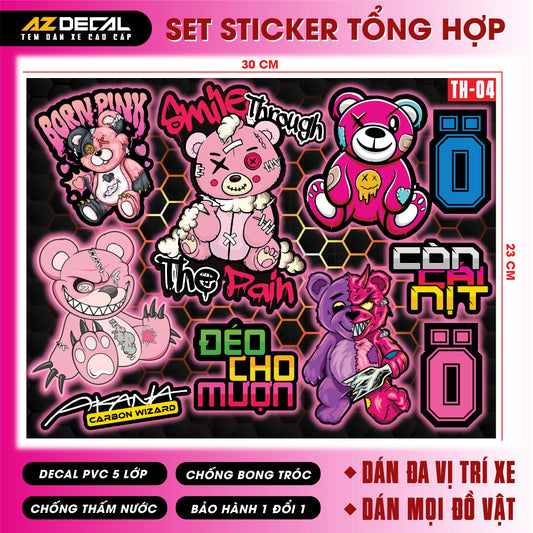 Sticker Dán Xe Máy, Xe Điện, Xe Đạp, Mũ Bảo Hiểm | TH-04