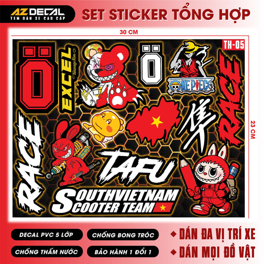 Sticker Dán Xe Máy, Xe Điện, Xe Đạp, Mũ Bảo Hiểm | TH-05