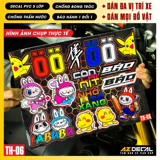 Sticker Dán Xe Máy, Xe Điện, Xe Đạp, Mũ Bảo Hiểm | TH-06