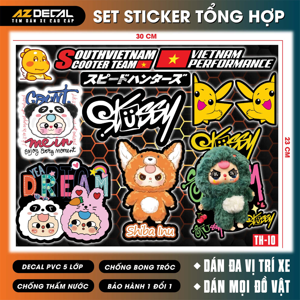 Sticker Dán Xe Máy, Xe Điện, Xe Đạp, Mũ Bảo Hiểm | TH-10