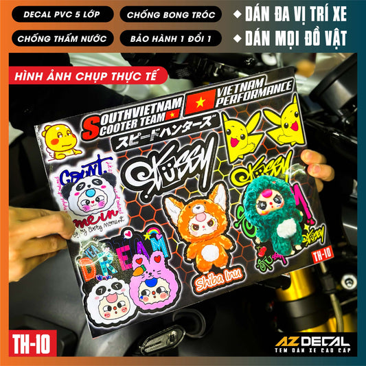 Sticker Dán Xe Máy, Xe Điện, Xe Đạp, Mũ Bảo Hiểm | TH-10