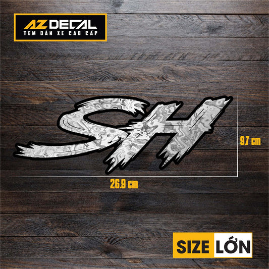 Tem Đa Vị Trí Xe Máy - Tem MOLTAL METAL Mẫu Chữ SH size lớn
