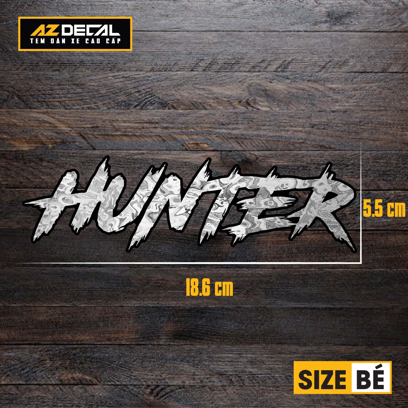 Tem Đa Vị Trí Xe Máy - Tem MOLTAL METAL Mẫu Chữ Hunter size bé