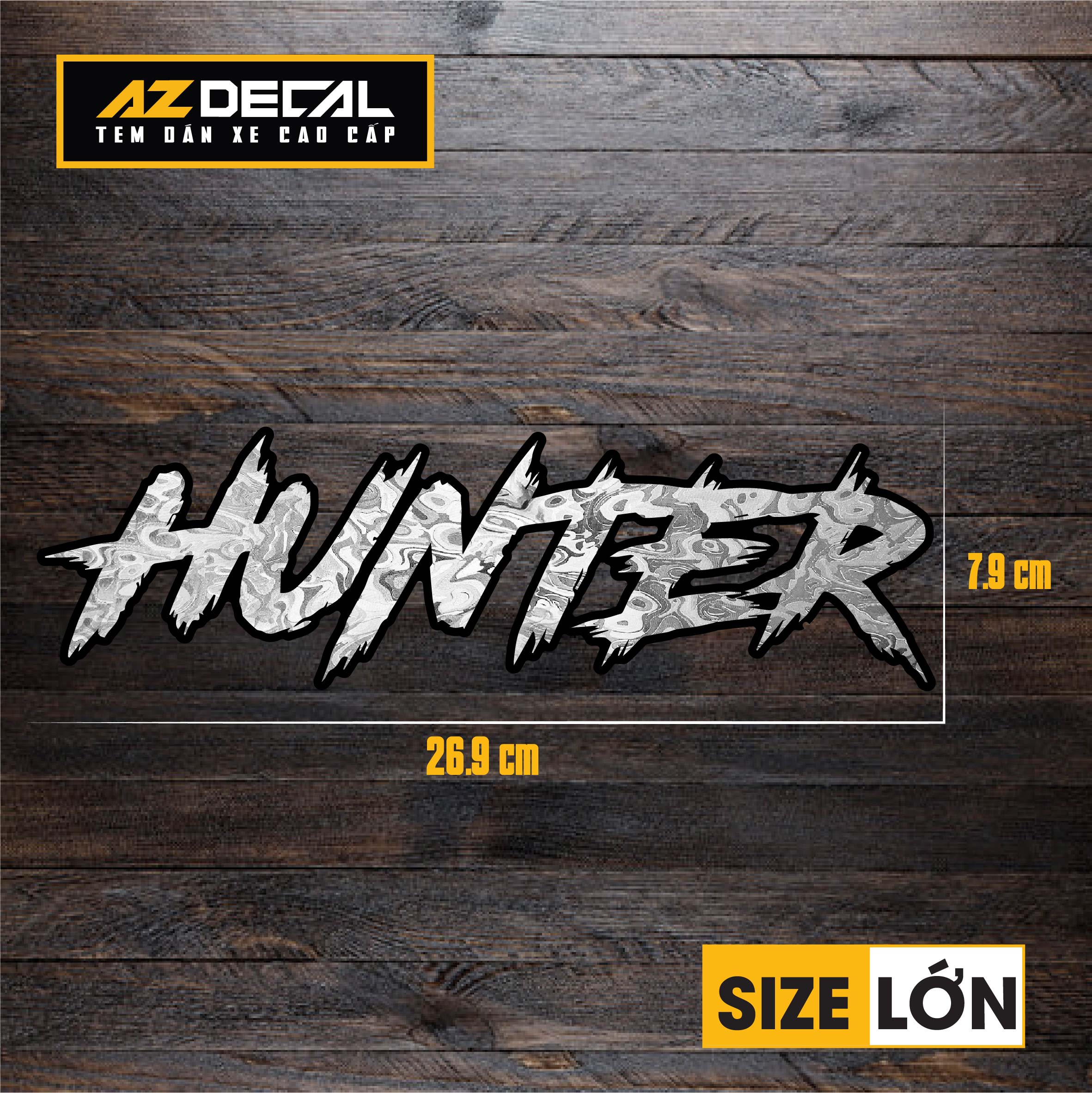 Tem Đa Vị Trí Xe Máy - Tem MOLTAL METAL Mẫu Chữ hunter size lớn