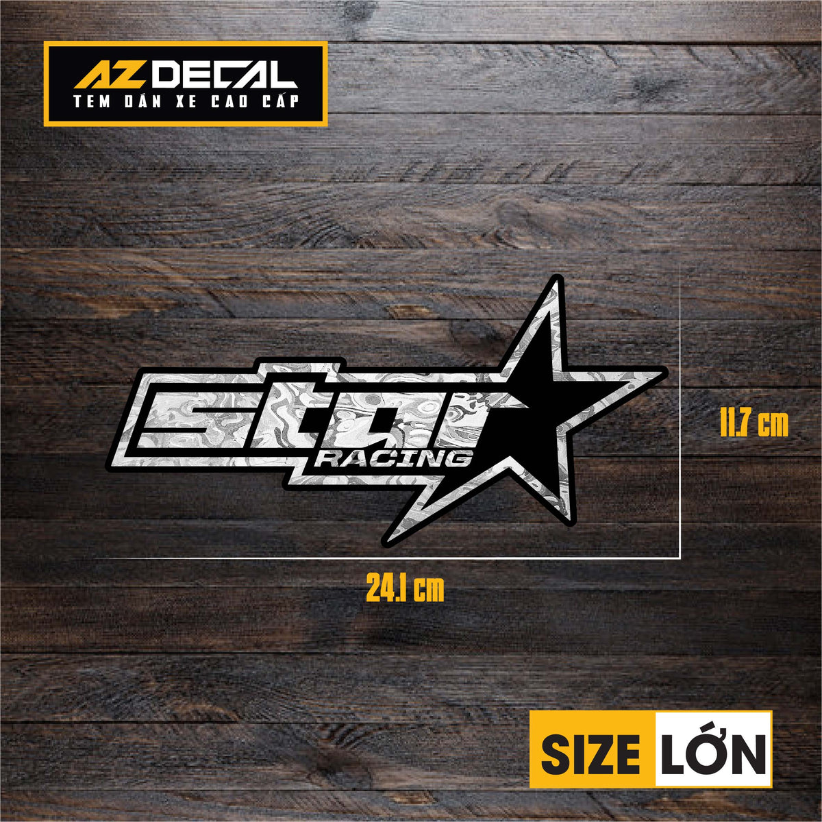 Tem Đa Vị Trí Xe Máy - Tem MOLTAL METAL Mẫu Chữ star size lớn