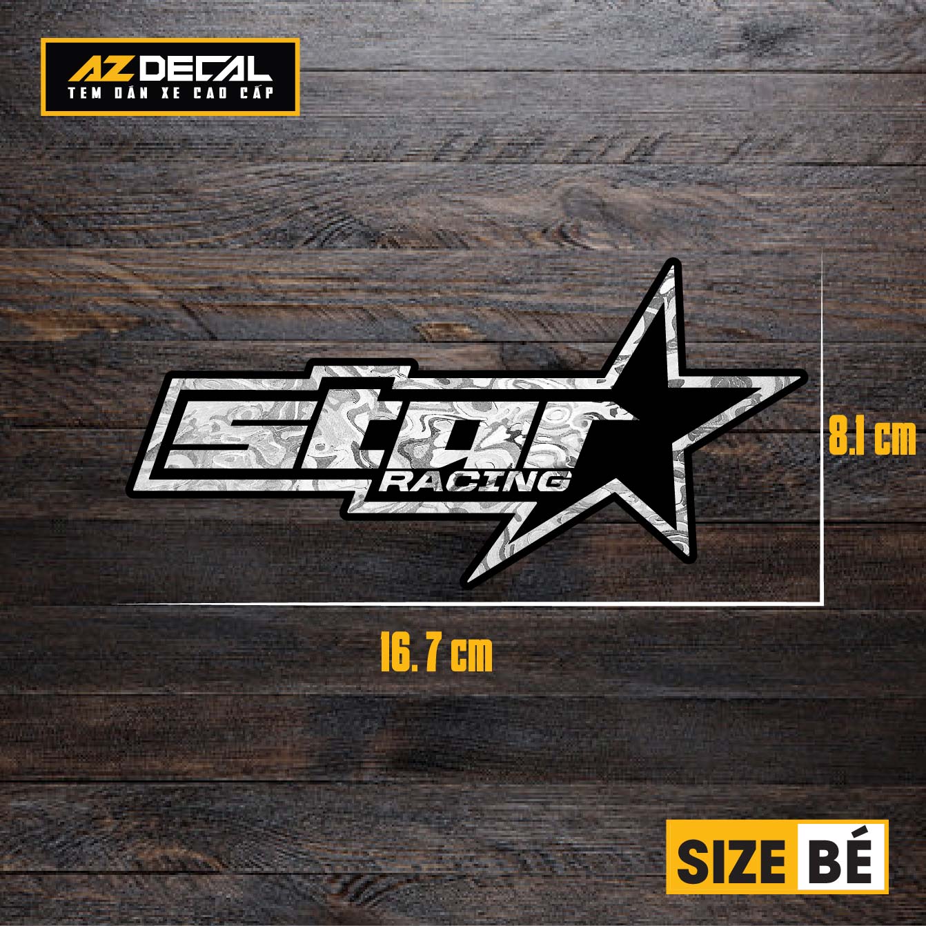Tem Đa Vị Trí Xe Máy - Tem MOLTAL METAL Mẫu Chữ star size bé