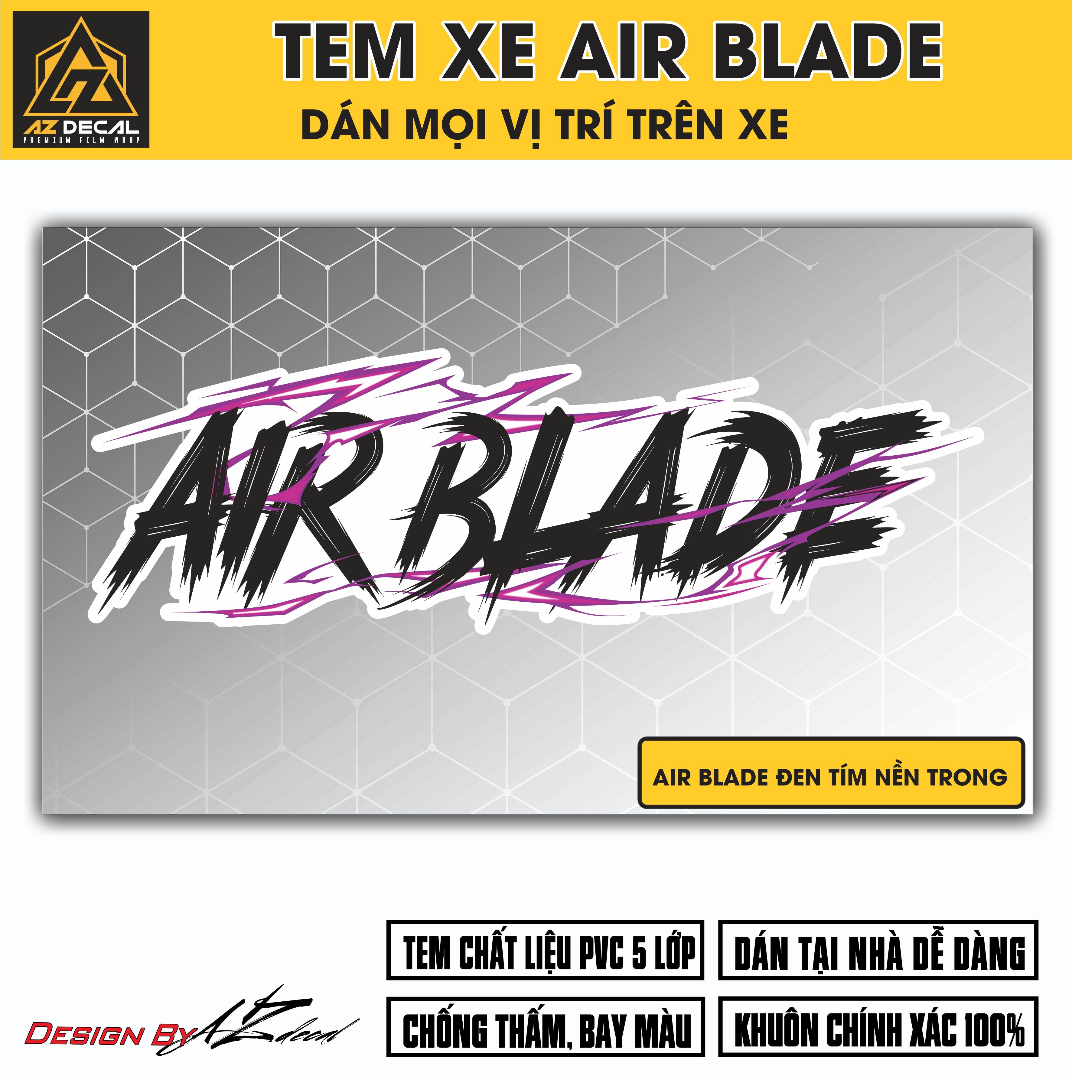 Tem Đa Vị Trí Xe Máy - Tia Sét Hãng Xe AIRBLADE Đen Tím Nền Trong