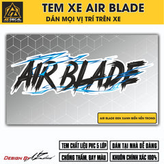 Tem Đa Vị Trí Xe Máy - Tia Sét Hãng Xe AIRBLADE Đen Xanh Nền Trong