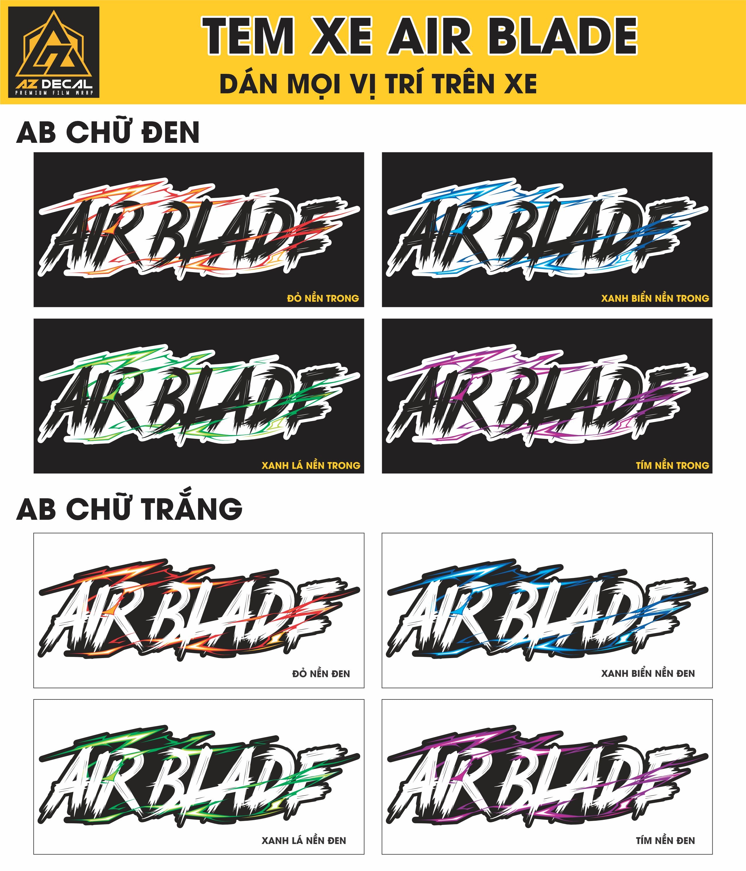 Tem Đa Vị Trí Xe Máy - Tia Sét Hãng Xe AIRBLADE