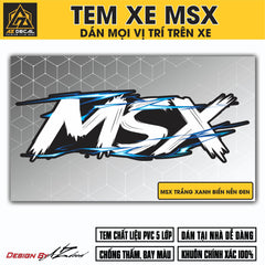 Tem Đa Vị Trí Xe Máy - Tia Sét Hãng Xe MSX trắng xanh