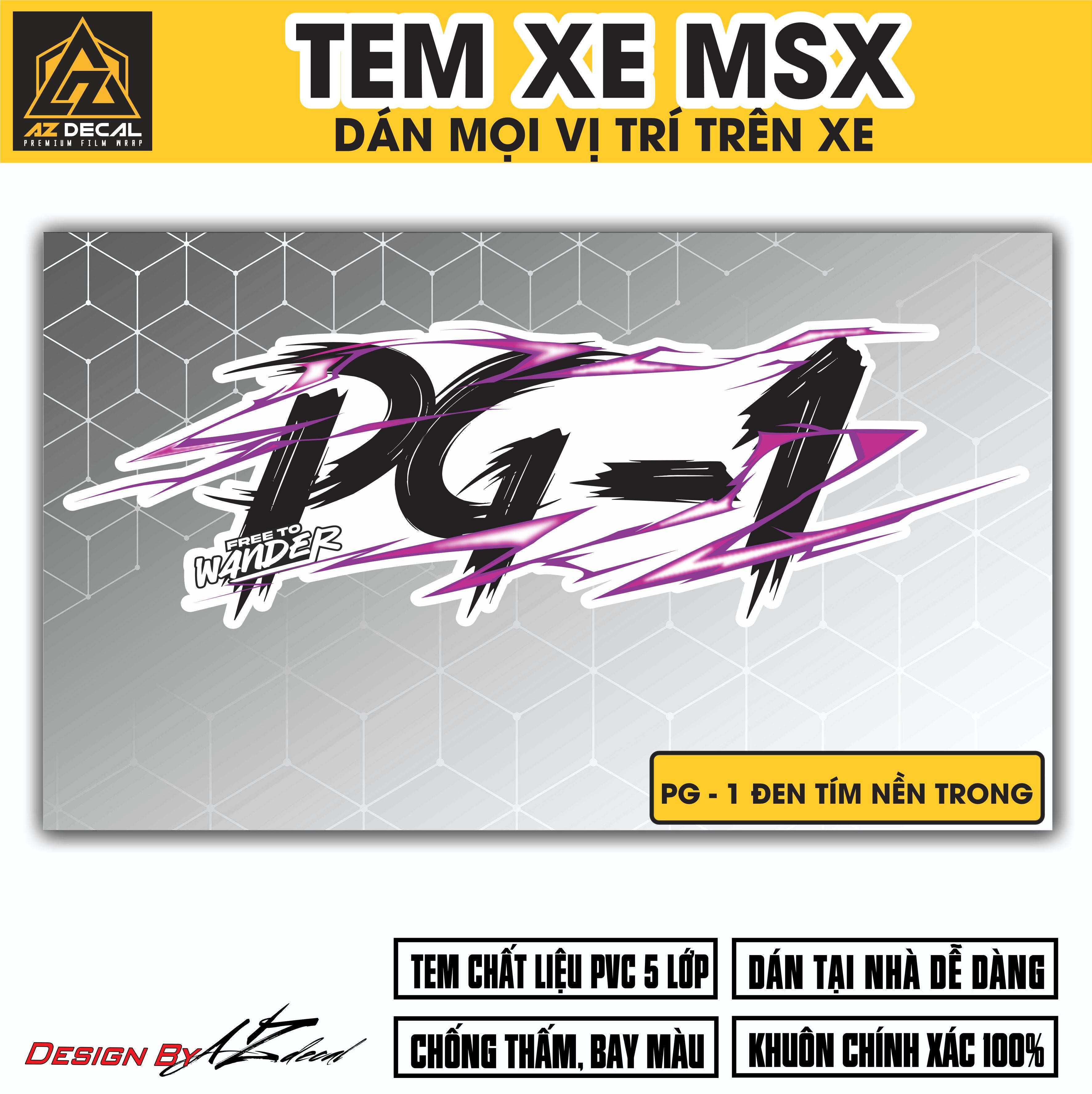 Tem Đa Vị Trí Xe Máy - Tia Sét Hãng Xe PG-1 ĐEN TÍM