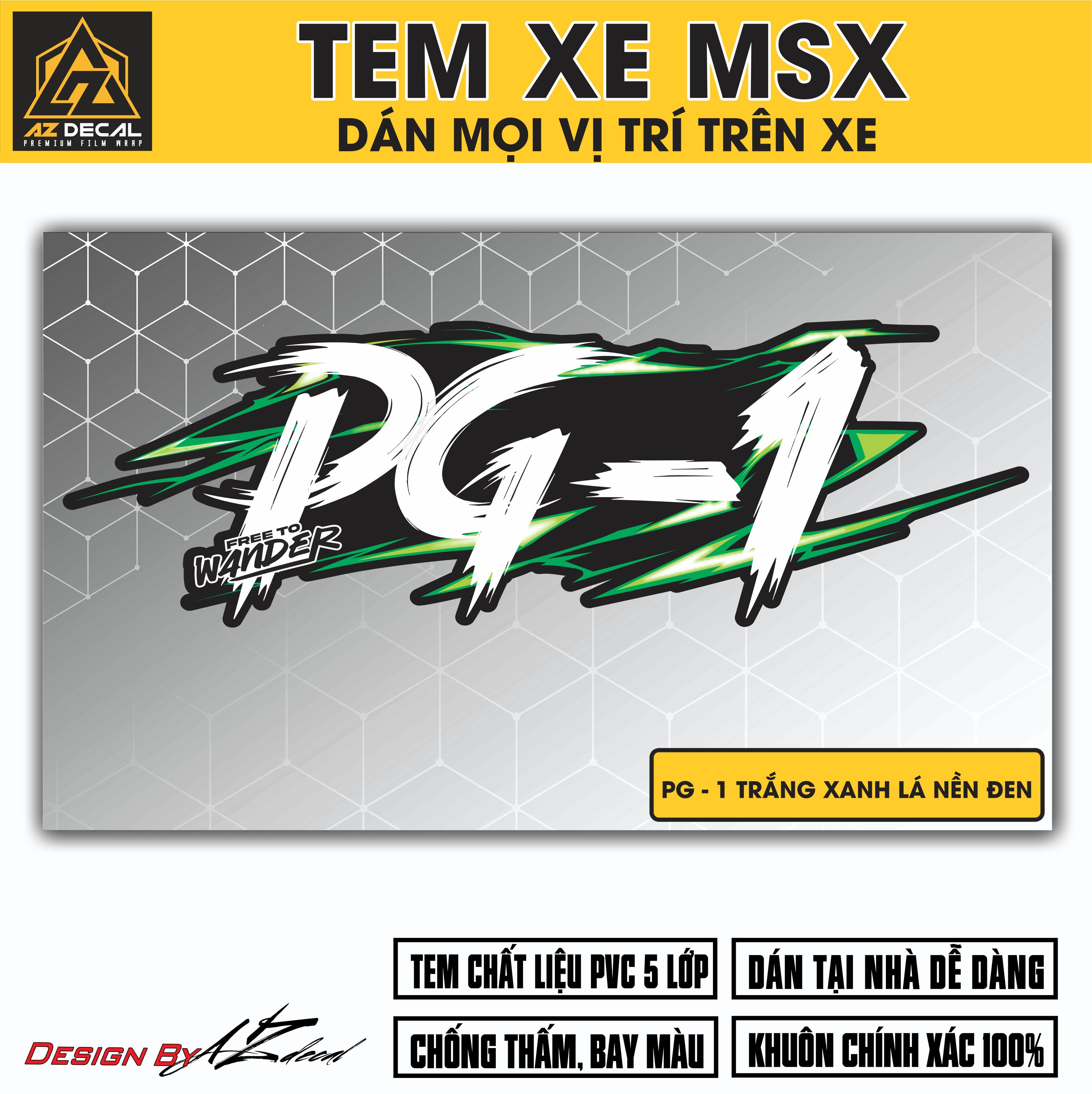 Tem Đa Vị Trí Xe Máy - Tia Sét Hãng Xe PG-1 TRẮNG XANH LÁ