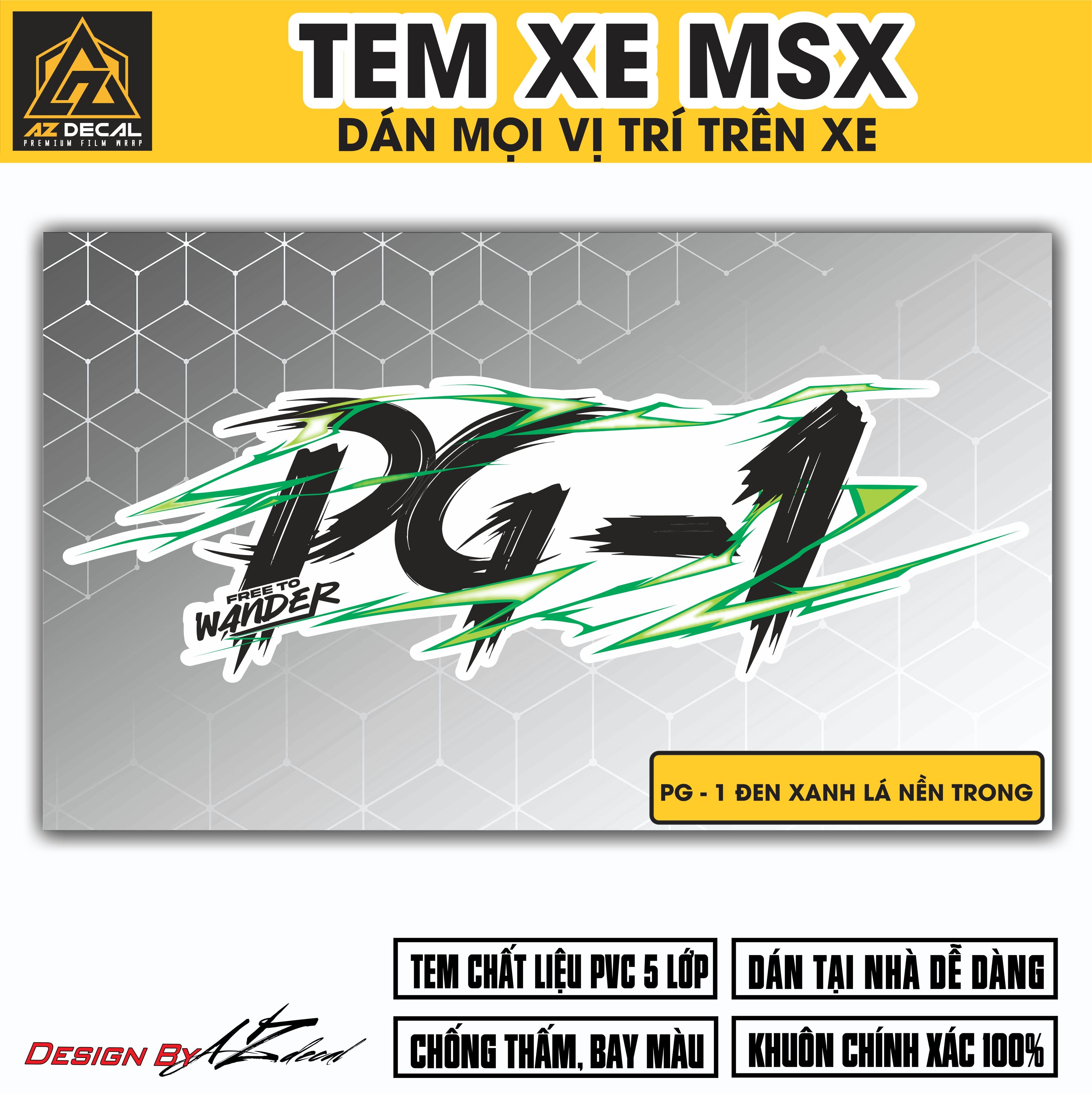 Tem Đa Vị Trí Xe Máy - Tia Sét Hãng Xe PG-1 ĐEN XANH LÁ