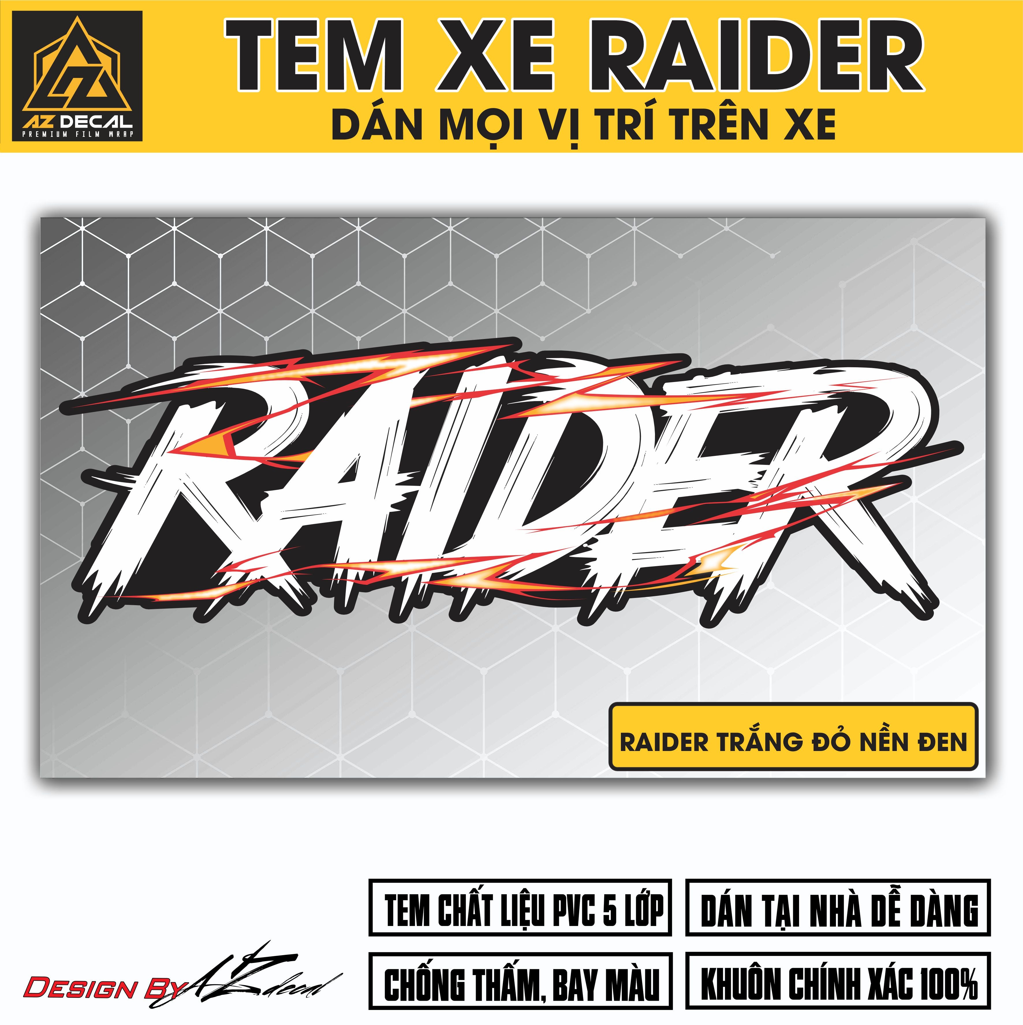 Tem Đa Vị Trí Xe Máy - Tia Sét Hãng Xe RAIDER TRẮNG ĐỎ