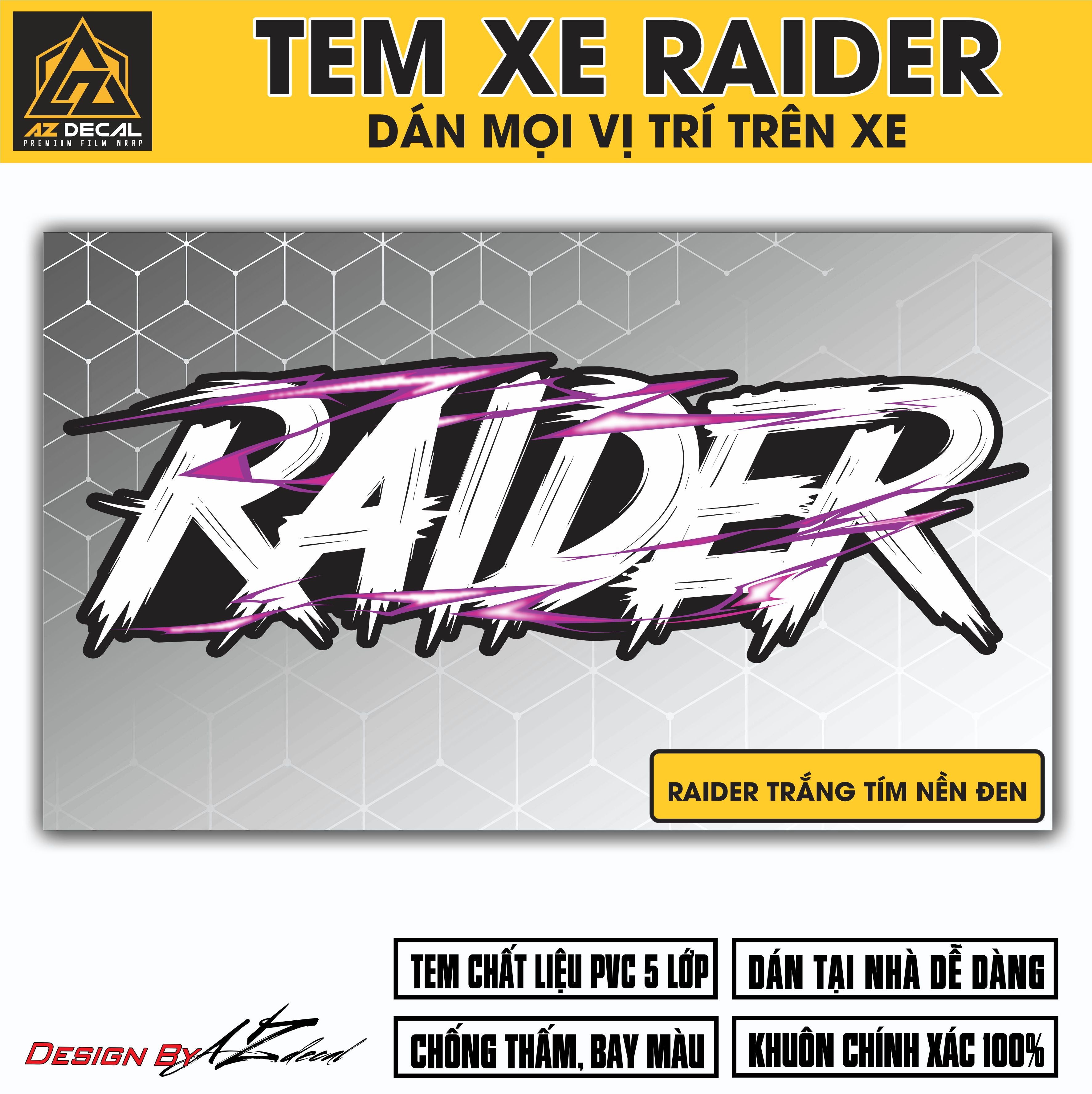 Tem Đa Vị Trí Xe Máy - Tia Sét Hãng Xe RAIDER TRẮNG TÍM