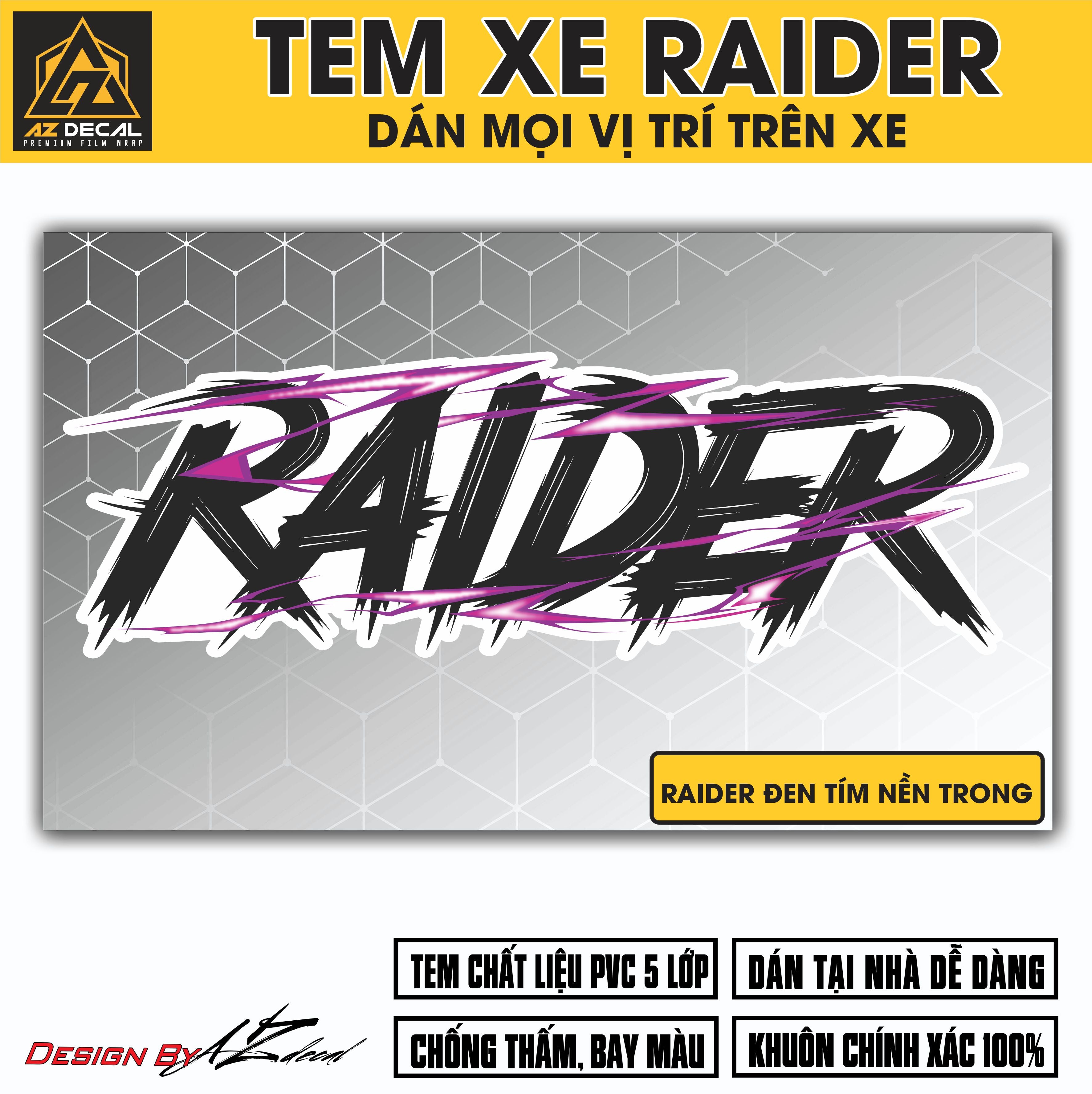 Tem Đa Vị Trí Xe Máy - Tia Sét Hãng Xe RAIDER ĐEN TÍM