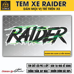 Tem Đa Vị Trí Xe Máy - Tia Sét Hãng Xe RAIDER ĐEN XANH LÁ