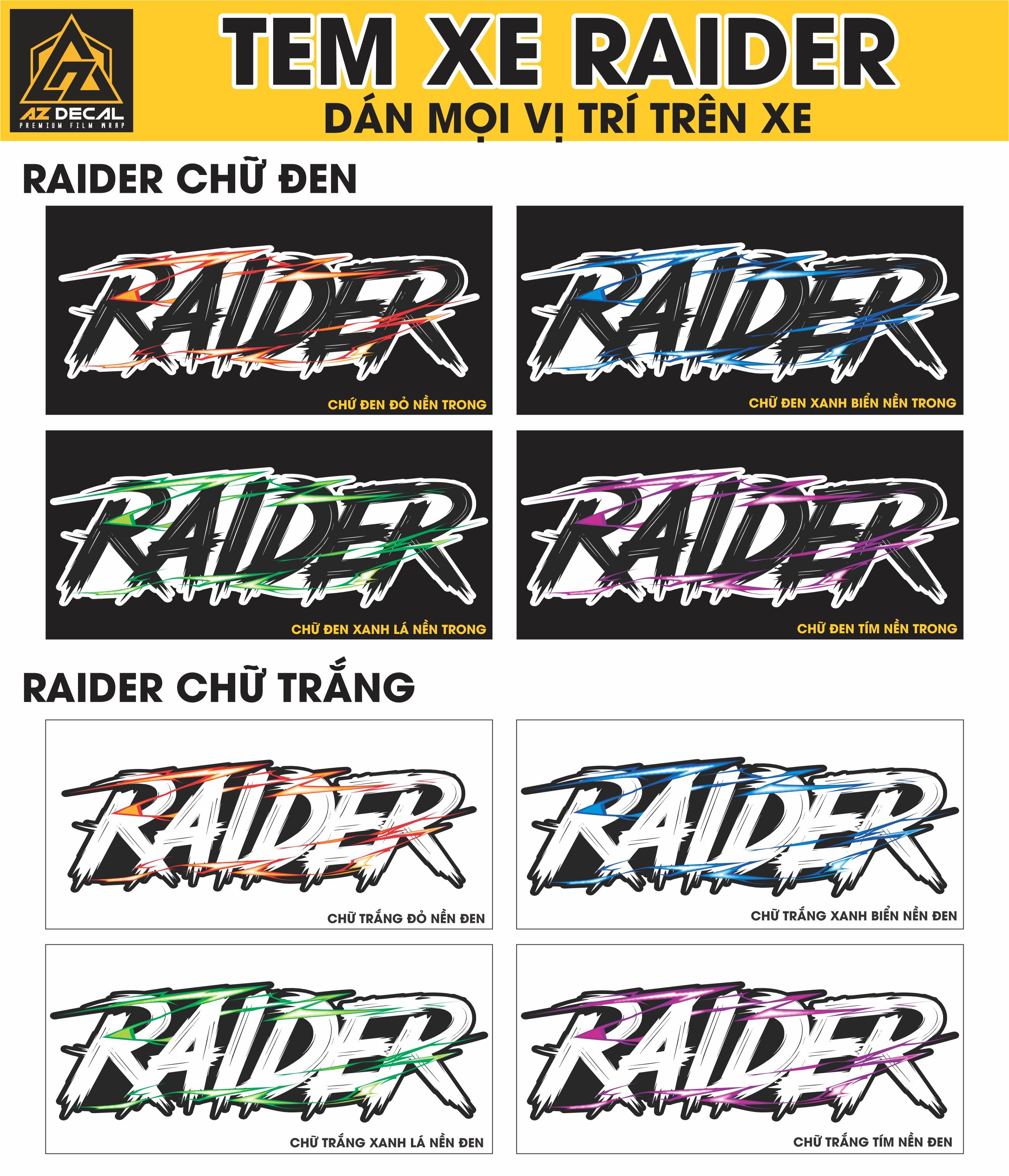 Tem Đa Vị Trí Xe Máy - Tia Sét Hãng Xe RAIDER