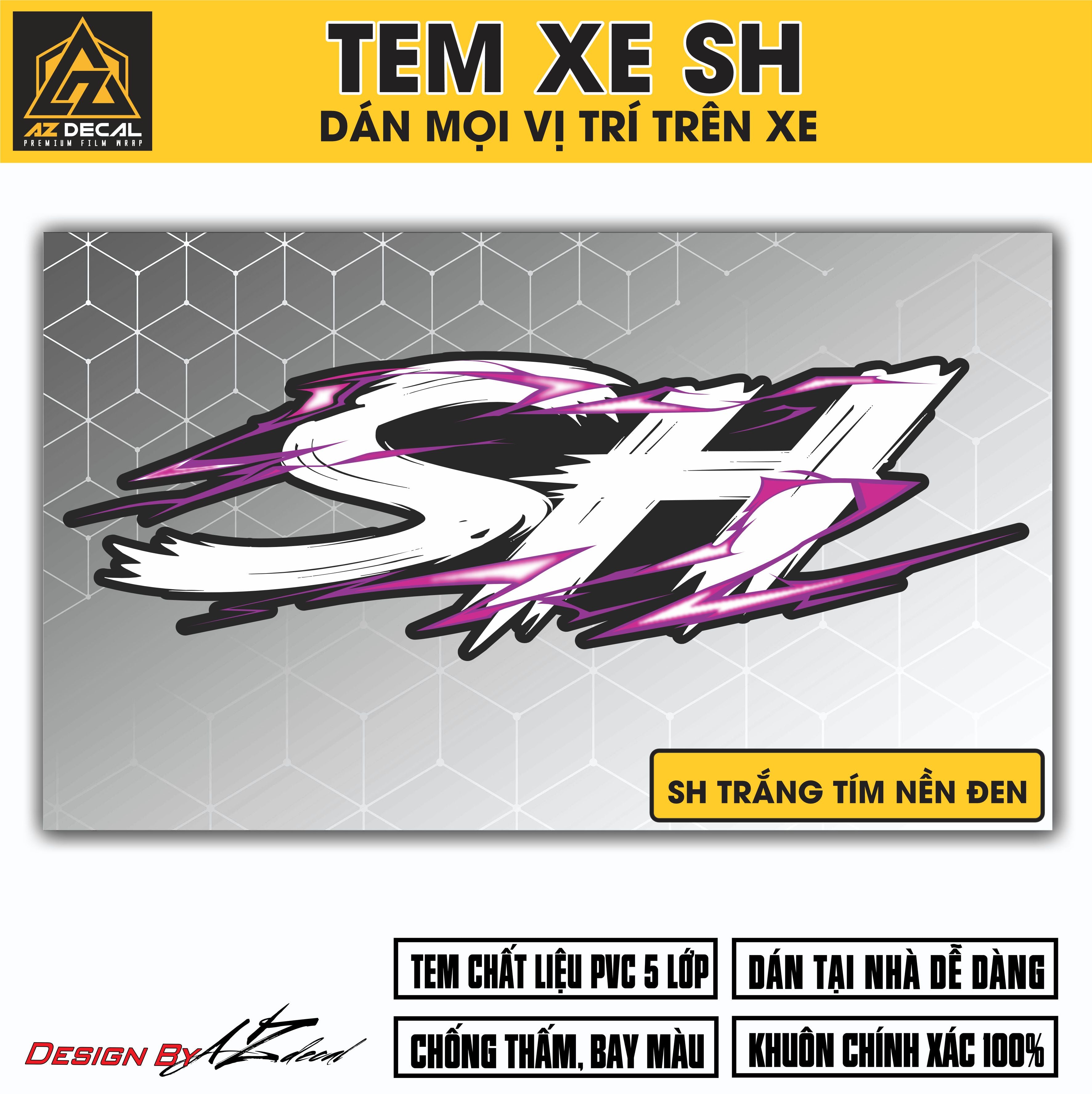 Tem Đa Vị Trí Xe Máy - Tia Sét Hãng Xe SH TRẮNG TÍM